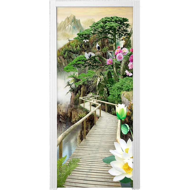 风景门贴纸整张自粘装饰房间衣柜推拉木门翻新厕所玻璃门贴画防水,家居饰品,软装墙贴,淘宝优惠券,粉丝福利购,淘宝优惠卷