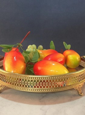 纯铜托盘配镜面客厅餐厅酒具餐具茶具盘香皂洗涤日用品收纳盘摆件