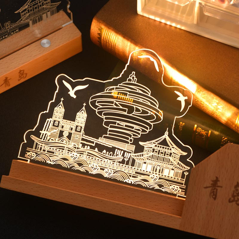 LED小夜灯青岛城市网红打卡地创意摆件五月风栈桥建筑文创礼品