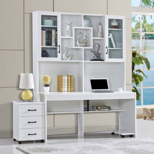 电脑桌家用书桌书架组合学生学习桌儿童写字台书柜办公 怡非台式