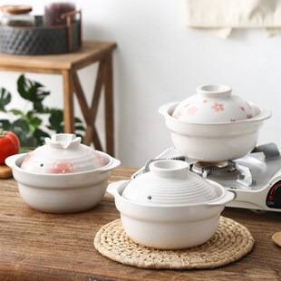 一人食砂锅日式沙锅汤锅可爱炖锅煲仔饭电陶炉明火耐高温家用干锅