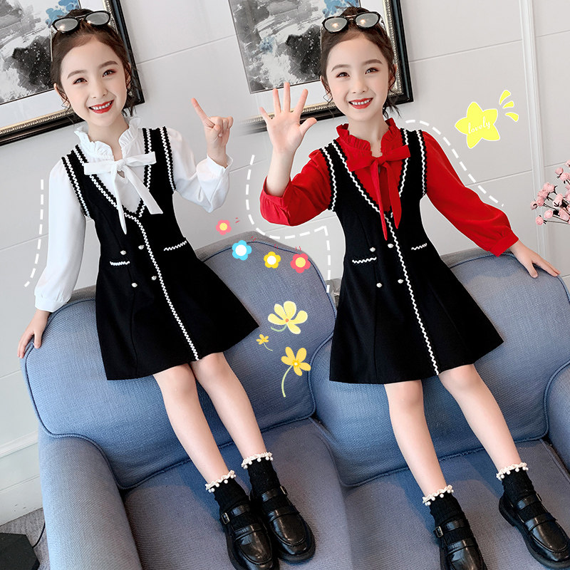 女童学院风连衣裙秋装2021新款童装中大童洋气长袖儿童假两件裙子,童装/婴儿装/亲子装,连衣裙,淘宝优惠券,粉丝福利购,淘宝优惠卷