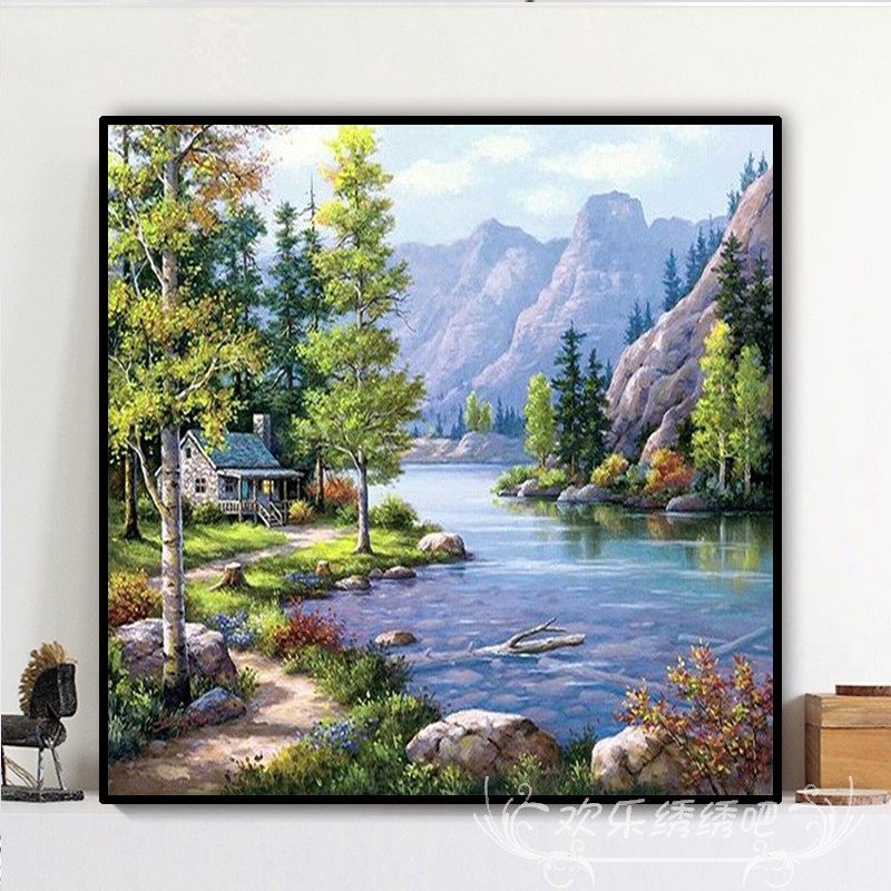 客厅十字绣高档2022新款满绣卧室风景系列森林湖水十字秀手工小件,居家布艺,十字绣套件,淘宝优惠券,粉丝福利购,淘宝优惠卷