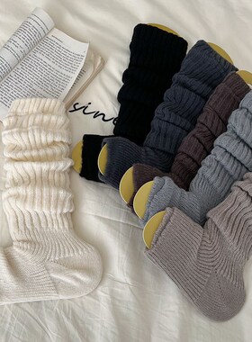 针织袜套堆堆袜春秋款灰色y2k中筒高筒白色踩脚防滑袜套亚文化