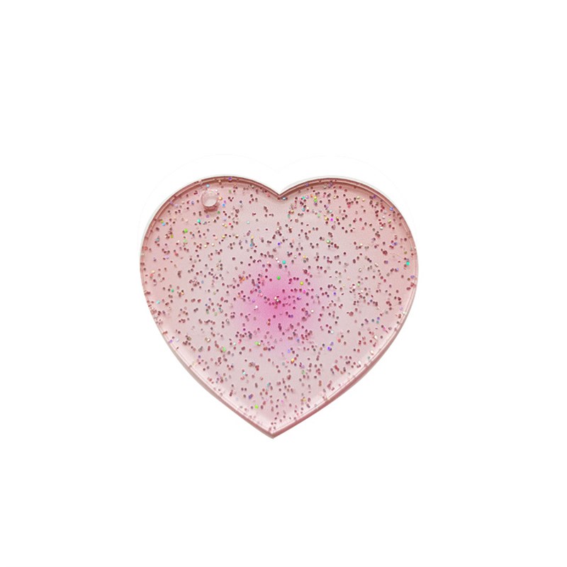 5个送链条 透明闪粉晕染渐变咕盘 分裂爱心亚克力咕卡圆盘 钥匙扣