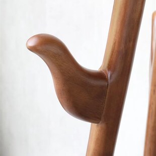 新中式实木树形衣帽架挂衣架卧室衣服架办公室简约风加高加粗落地