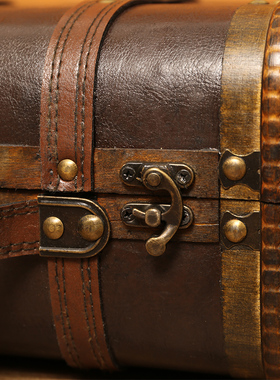 复古摆件手提式小木箱子中国风仿古橱窗装饰木质复古做旧摄影道具