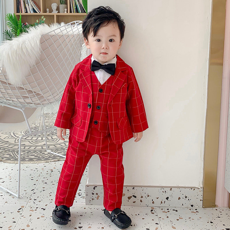 男童礼服儿童花童小西装春秋生日套装宝宝周岁婚礼西装加绒西服冬