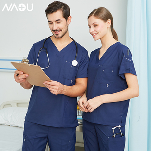 南欧鱼手术衣女手术室防静电隔离服透气柔滑洗手服口腔美容医生服