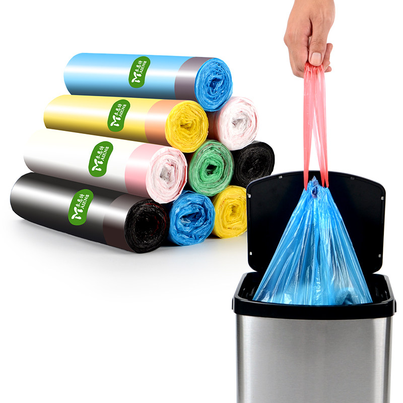 抽绳垃圾袋家用手提式加厚一次性束口拉绳塑料袋实惠装穿绳口袋子