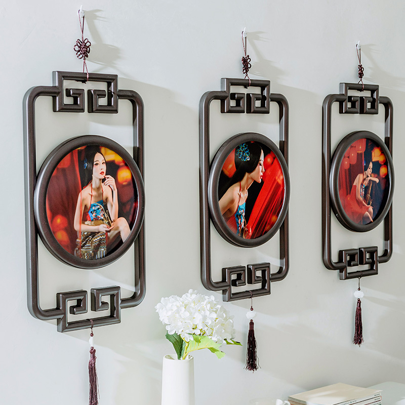 2020新款 创意中国风 影楼新中式古典三连相框  卧室客厅挂件