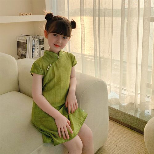 女童旗袍夏季儿童2023新款中国风古装裙子宝宝洋气周岁礼服连衣裙