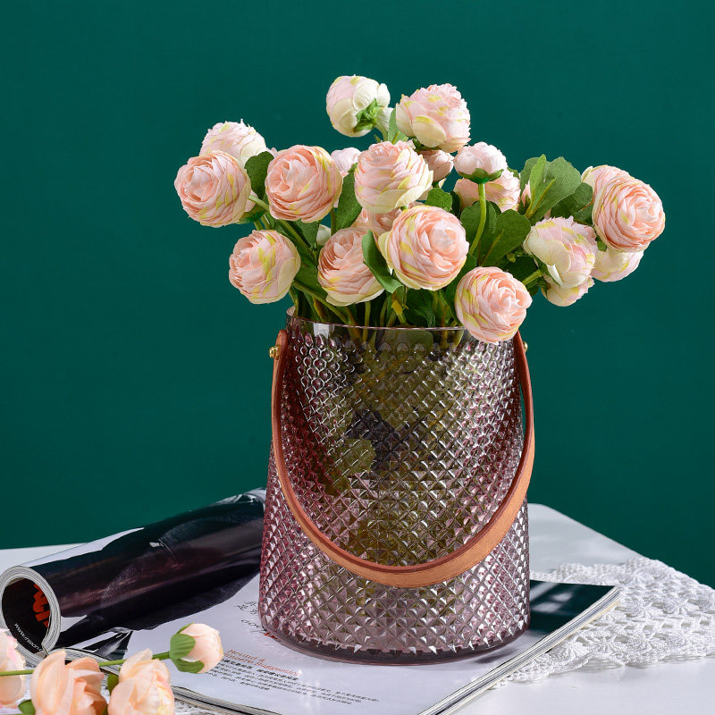 玻璃花瓶摆件客厅插花干花轻奢装饰清新透明花器创意手提水培花盆,家居饰品,花瓶,淘宝优惠券,粉丝福利购,淘宝优惠卷