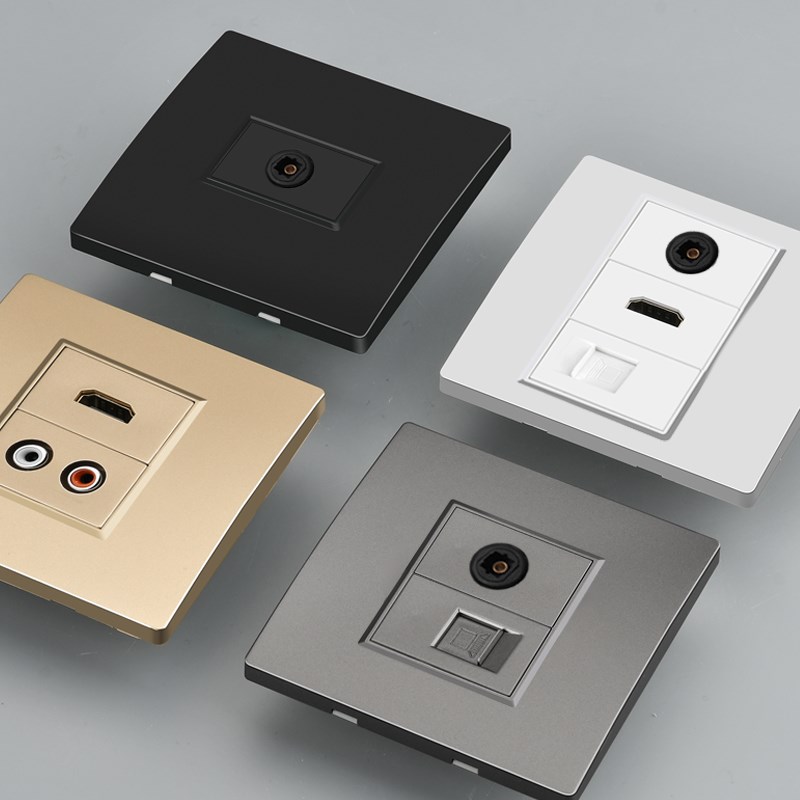 音频方口直插光纤带网线网络插座hdmi多媒体高清面板暗装8型光纤