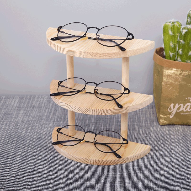 新西兰原木眼镜陈列展示架 太阳眼镜道具多层实木质橱窗摆件