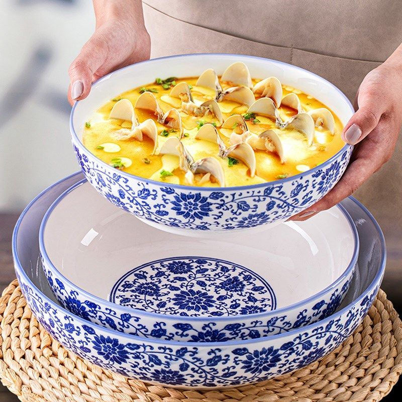 特大号汤碗家用陶瓷加厚酸菜鱼大码创意青花瓷餐具加大水煮鱼汤盆