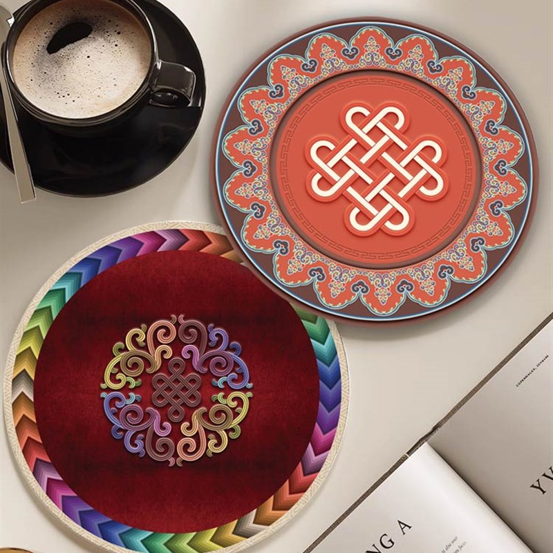 隔热垫耐高温家用杯垫砂锅垫子碗盘硅胶防烫垫餐桌垫蒙古风格餐垫
