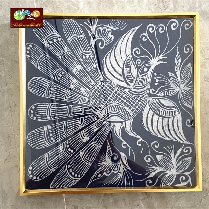 蜡染和绣片装框 装修装饰 铝合金画框 各种场所装饰 尺寸30*30CM