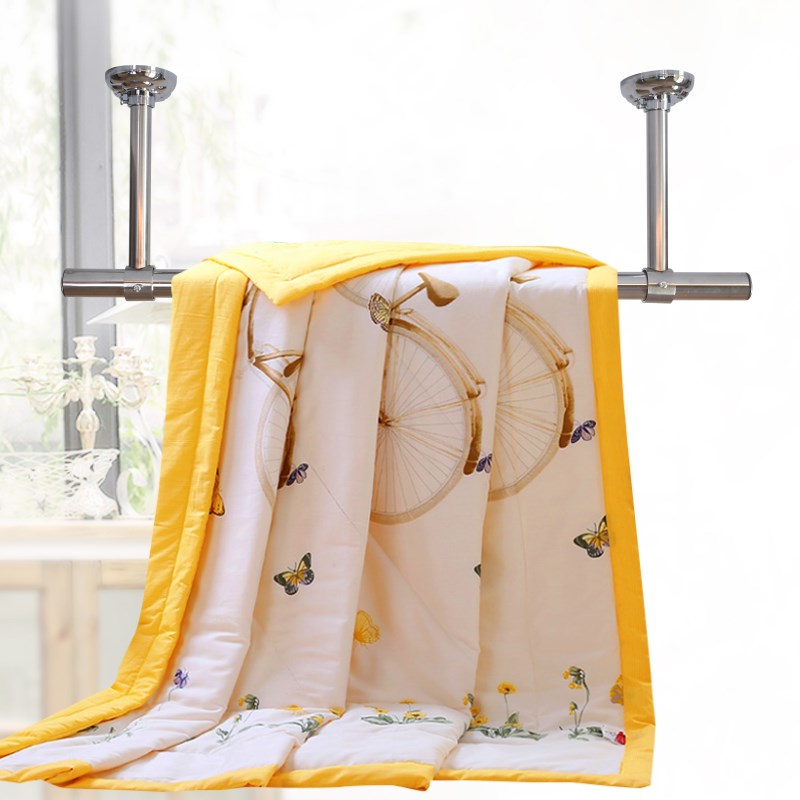 沛晴30不锈钢固定式晾衣杆 阳台32管晾衣架单挂衣杆墙顶吊座