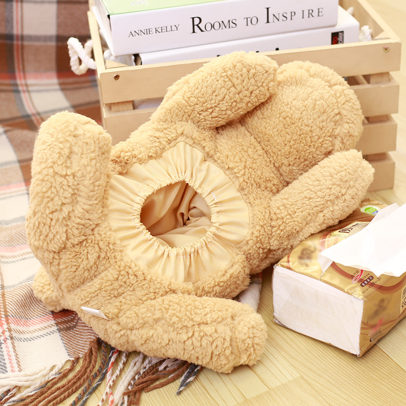 卡通小狗毛绒家用纸巾软萌创意趴趴公仔车载装饰摆件布艺抽纸盒