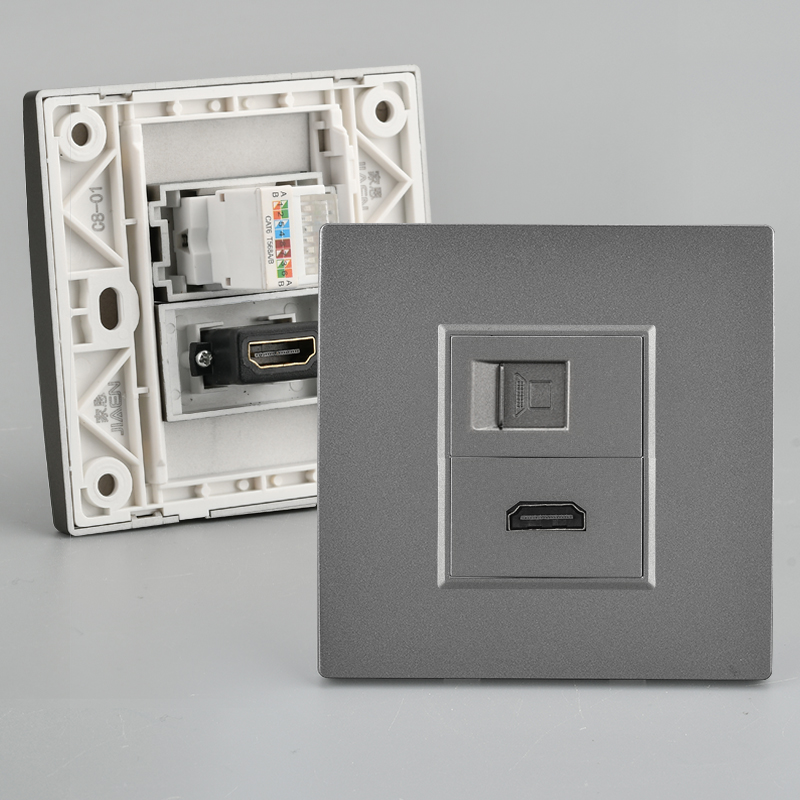 直插直通式网线网络网口电脑插座面板带hdmi多媒体高清接口