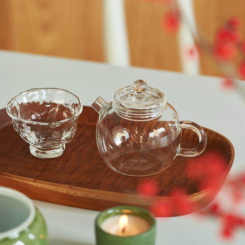 肆月中式茶壶套装家用泡茶壶耐热玻璃小号带盖花茶壶精致下午茶具