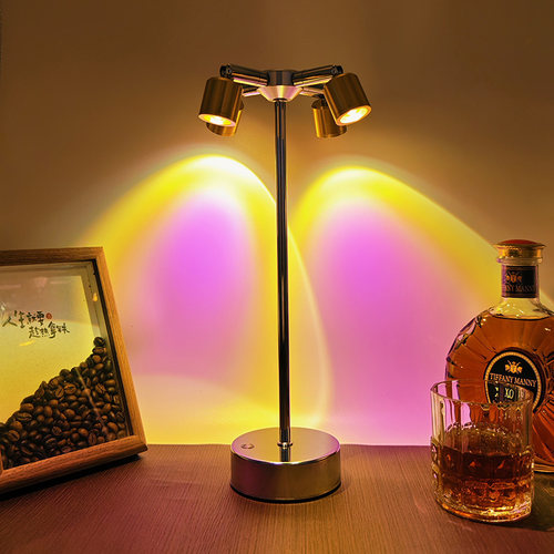 夕阳充电台灯卧室餐厅酒吧卡座小夜灯日落灯高杆射灯清吧氛围桌灯