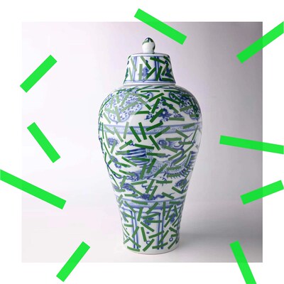 占领梅瓶复古家居摆件创意青花瓷花器大花瓶客厅玄关插花装饰摆件