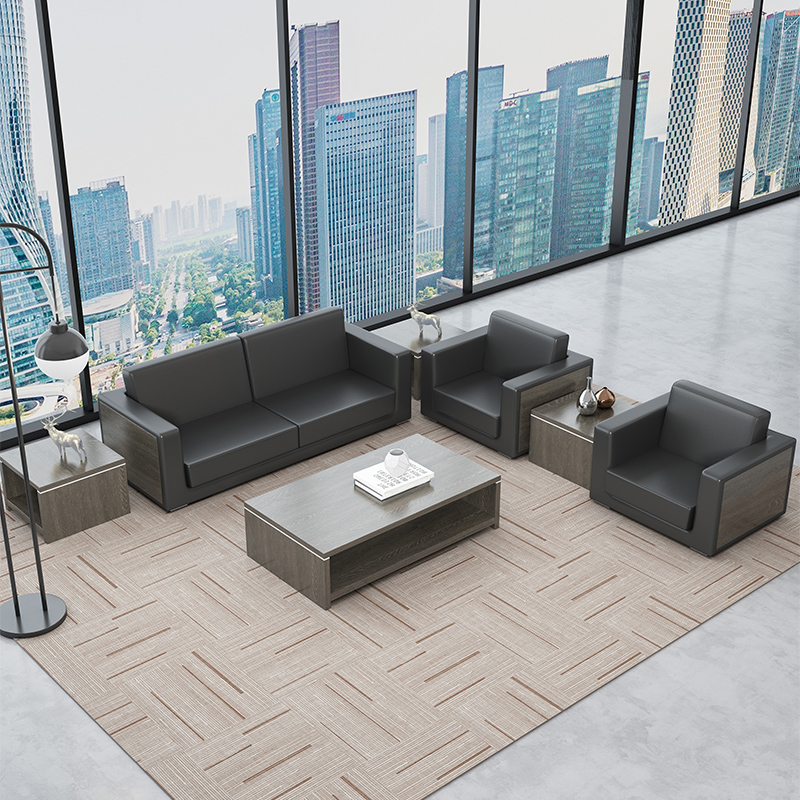 上海办公家具商务办公沙发简约现代三人单人会客接待沙发茶几