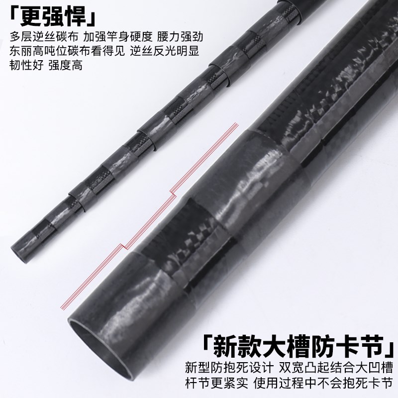 矶钓抄网杆超轻超硬碳素伸缩玉柄5.5米.5米海钓大物抄网裸竿