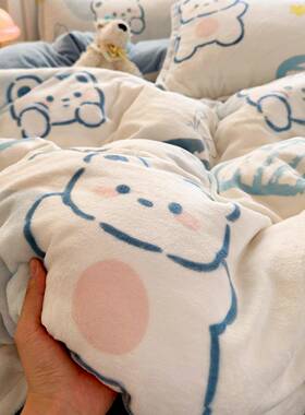 秋学冬加四件套床上用品卡通被套厚床.单套件四季DM54654通用生宿