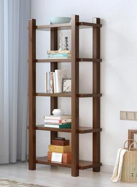 实木架客厅卧落地置架现代简约复古办书公IIR室室物轻奢收纳柜原
