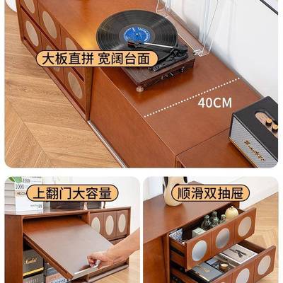 复古实木组合电视柜收纳物储柜体RBV法落地客厅家用式设计师一款