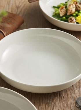 化SSQ轻奢白色陶瓷8用寸釉下彩盘德子深盘菜盘家7寸西餐汤感盘J