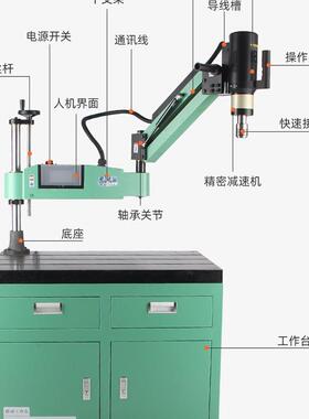 杭州西湖攻丝数机智29764臂能控伺服攻机摇臂万向全自动吹气折牙M