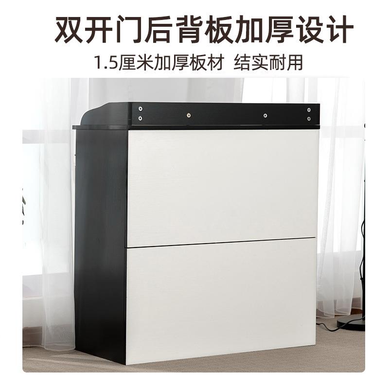 现简约餐边柜客代纳靠墙茶水柜储厅物柜厨房收80黑漆备餐柜子大容