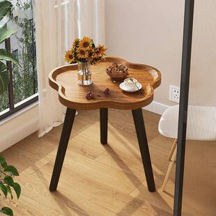客沙小圆桌厅家用发小653茶几稳固床头柜室卧边几茶桌小户型花瓣
