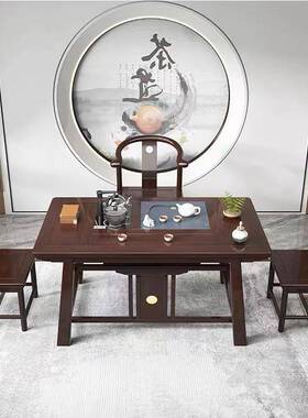新1中式实木茶桌椅功夫JVT小台套茶台简约茶具装阳一体家用.2米茶
