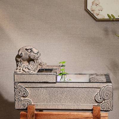 喷泉流水摆件石客YSY厅观室内招财业生财循开环水景槽水系造景