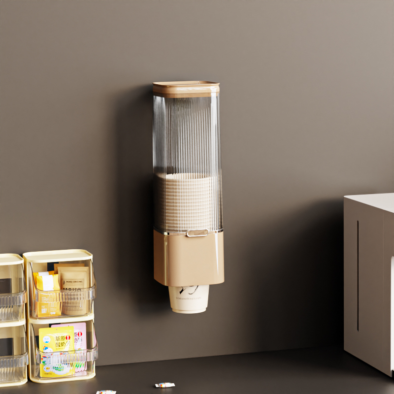 纸杯架一次性杯子取杯器饮水机水杯架子壁挂式取杯架防尘免打孔架