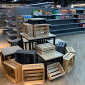 超市货架促销 架展示台大中小组合堆高台水果零食木桌高低异形堆头