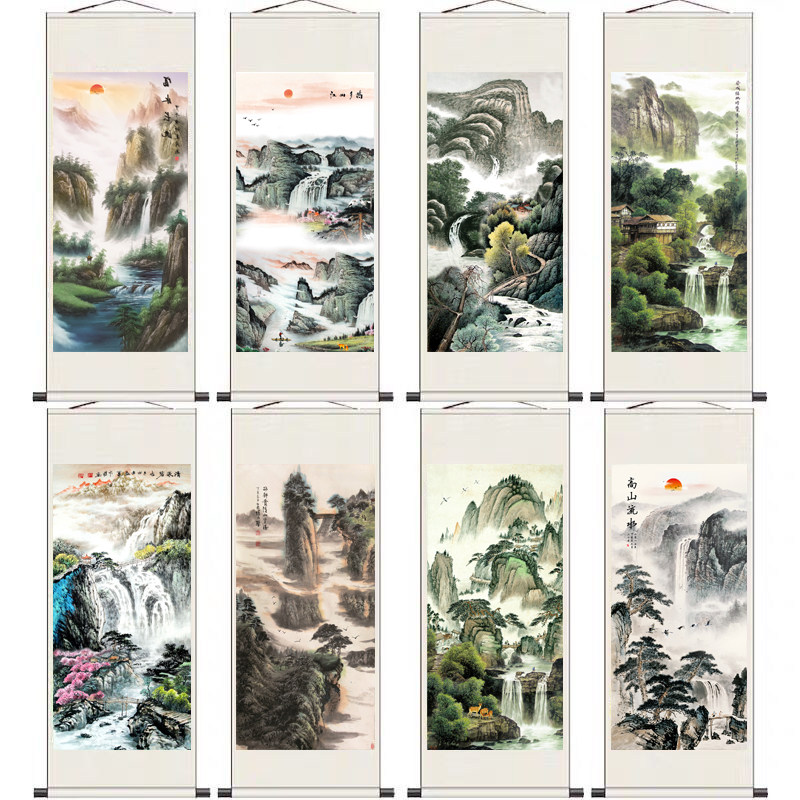 迎客松山水画中式客厅国画有山无水装饰画办公室挂画公司招财壁画