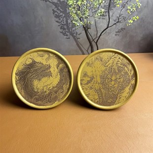 宜兴紫砂全手工刻绘壶托盖置高端茶具干泡茶盘茶托茶道精美赏盘