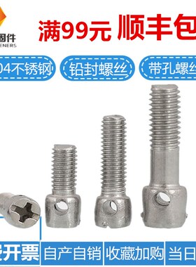 304不锈钢 铅封螺丝 电表螺丝 封表螺钉带孔螺丝M4 M5 M6 铅封钉