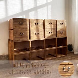 K8木八斗柜实木储物收古纳地柜复榆中QXP式老餐边柜厂家直销老榆