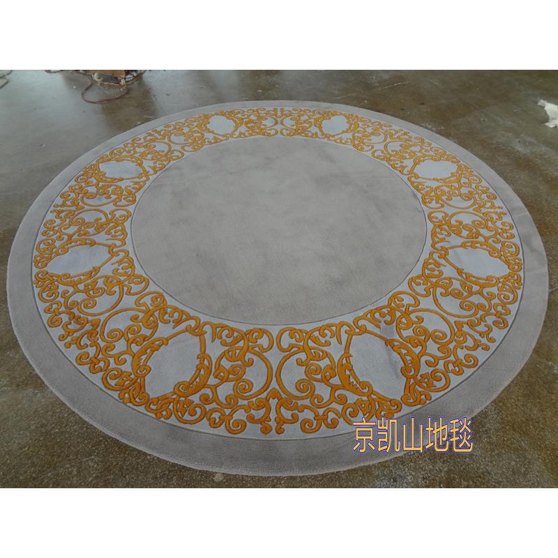 现代约灰色复古圆中式欧式客简厅几地毯GYD手工形羊毛餐厅茶书房
