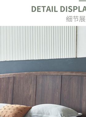 新式大实木床1.8米中床黑胡桃木双人床卧简约现代主卧储物95146婚床室