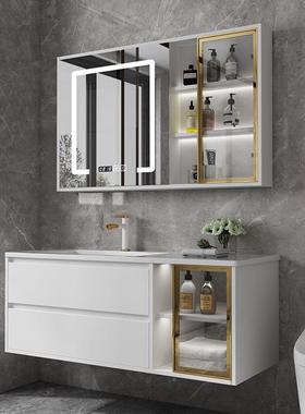 现代组简13988约轻奢岩板一体浴室柜合洗生手洗脸间面池卫洗漱台盆套装