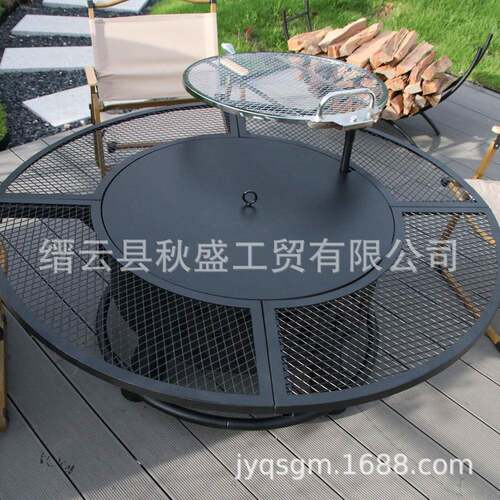 大圆形炭火围煮炉烤炉烤茶盘可转动烧烤GCD篝火盆型炉子庭院烧烤