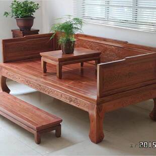 实木罗汉床新中仿式中厅式格木榆木发三件套家用客小户型沙现CGT